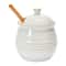 Hello Honey® 3.5" White Ceramic Honey Bee Pot & Wood Dipper
